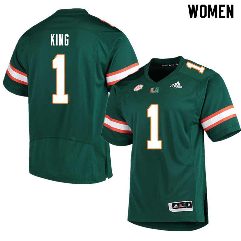 Women #1 D'Eriq King Miami Hurricanes College Football Jerseys Sale-Green - Click Image to Close